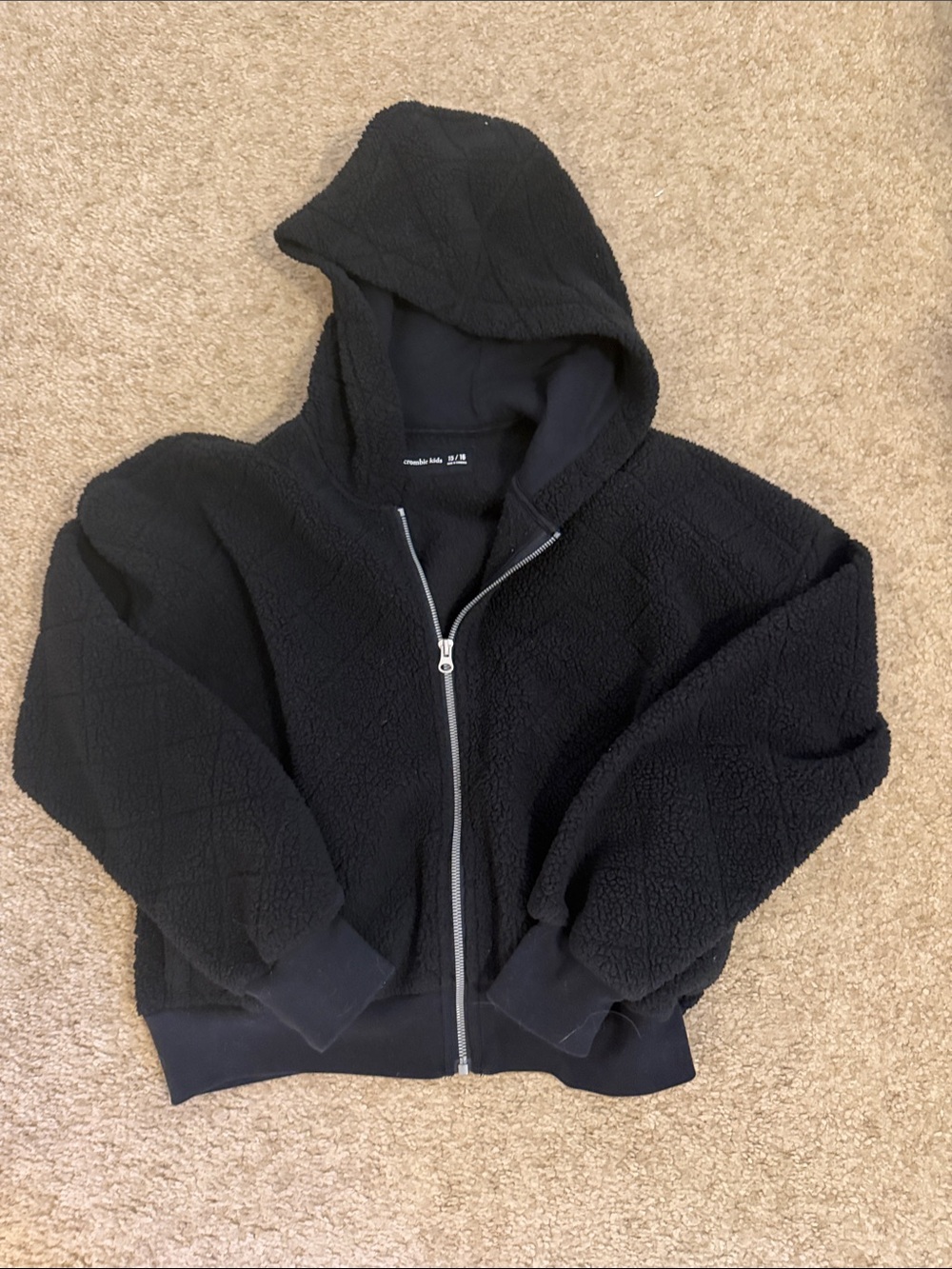 abercrombie kids Black Hooded Sherpa fleece Jacket